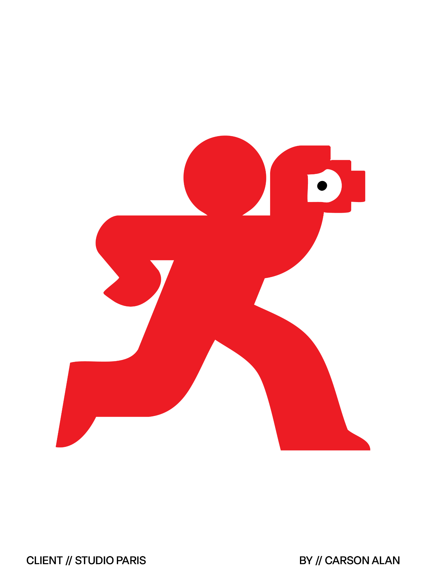 Studio Paris large red running-figure logo mark