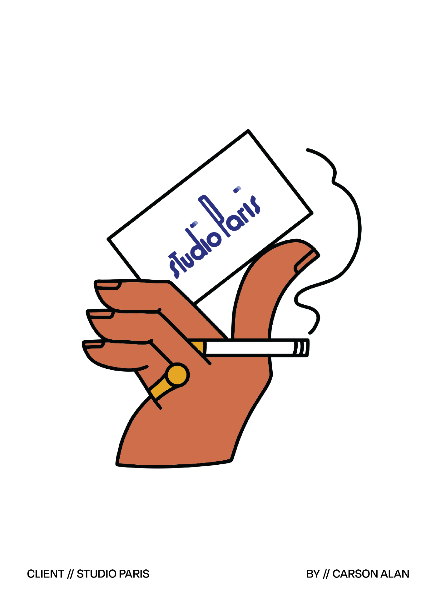 Studio Paris illustrated hand holding a business card