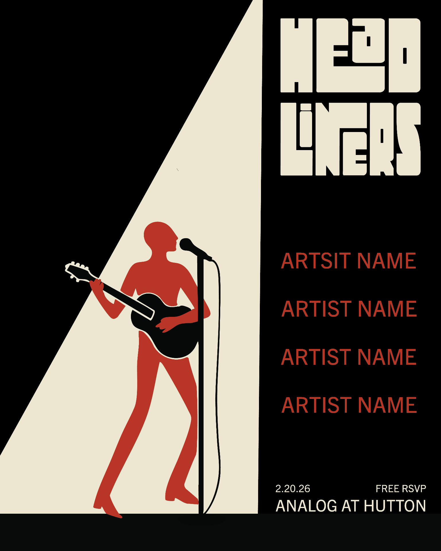 Headliners show poster with layered gradient background